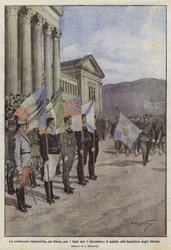 Die Wiedergutmachungszeremonie in Athen für die Ereignisse vom 1. Dezember, der Gruß an die Fahnen der Alliierten